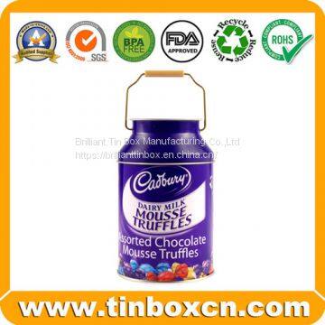 Cylindrical Chocolate Tin Boxes with Handle