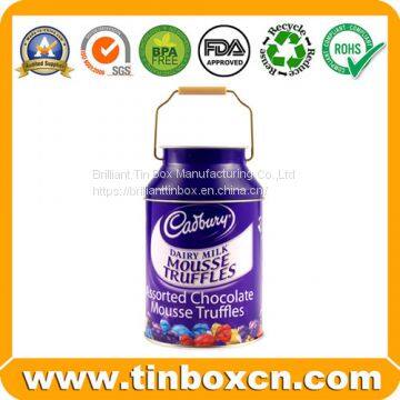 Cylindrical Chocolate Tin Boxes With Handle