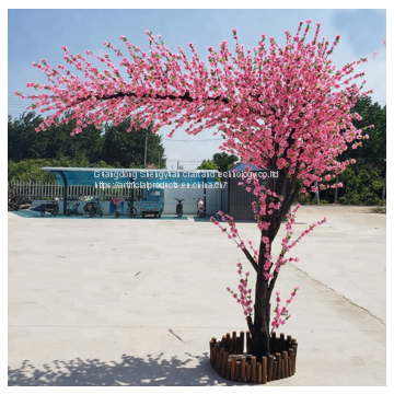 fiberglass trunk artificial peach tree with silk cloth leaves