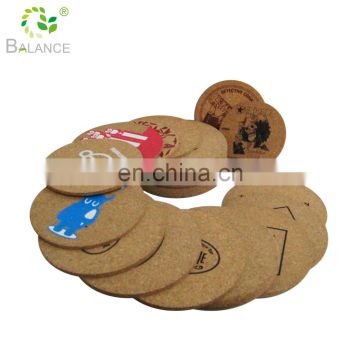 high quality customized printed cork board 50-180mm size  cork coaster in bulk package