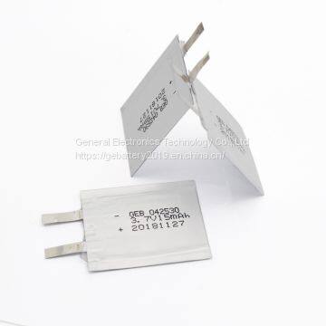 Super ultra thin rechargeable 0.4mm 1mm 042530 3.7V 15mah lithium polymer battery cell