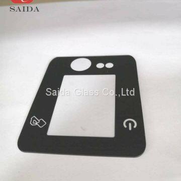 0.7mm Chemical Strengthened Custom OEM Cut to Size Irregular Shape V Shape Glass With Semi-transparent Black Color photo-2