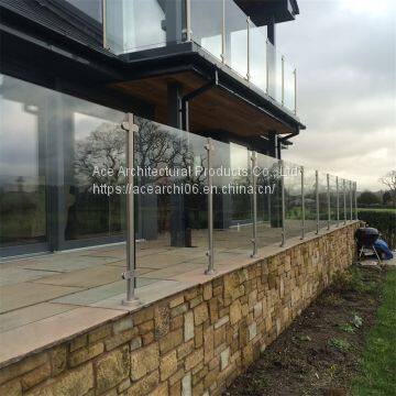 Outdoor Stair Rails Stainless Steel Banisters With Extra Clear Glass Panel photo-2