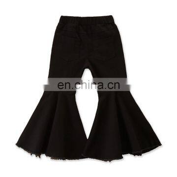 RTS Posh Gril Baby Cheetah Distress Flare Kids Flare Jeans Leg Pants photo-5