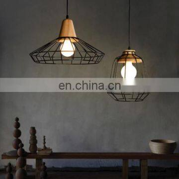 High Quality Cheap Metal Cage Dining Living Room Iron Wire Shade Hanging Pendant Lamp photo-5