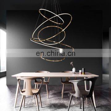 Modern hotel lobby villa living room chandelier light luxury creative dining room lamp atmospheric ring bedroom led lamp