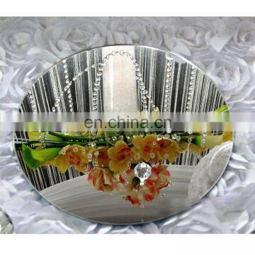 common bevelled round mirror candle plate/mirror centerpieces table decoration