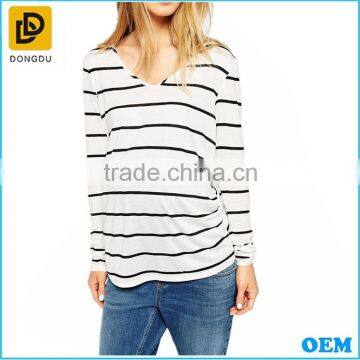 Wholesale 100 cotton long sleeve soft stripe maternity tops