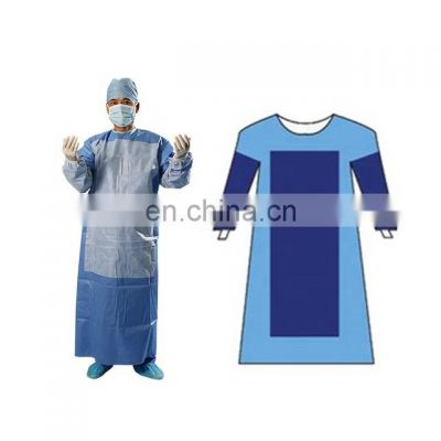 Disposable Waterproof SMS SMMS With Knit Cuff Biodegradable  Medical Isolation Gown Sterilized Reinforced Surgical Gown