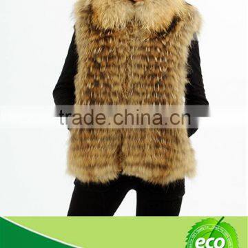 Natural Pretty Ladies Genuine Raccoon Dog Fur Vest For Sale