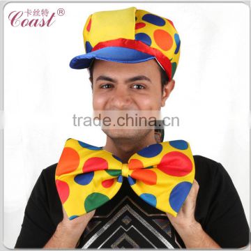 funny jester yellow hat and large bow ties