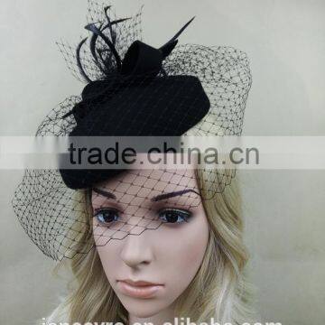 Wholesale Fascinator Pillbox Felt Wool Hat With Veil photo-2
