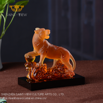 SAINT-VIEW Crystal Liuli Office Gift Livingroom Animal Custom Decoration Tiger Statuary photo-3