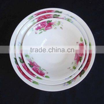 round shape ceramic soup bowl with full decal linyi factory