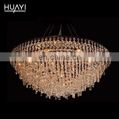 Custom Modern Luxury Large Iron K9 Crystal Chandelier Hotel Decorative Pendant Light for Lobby Living Room