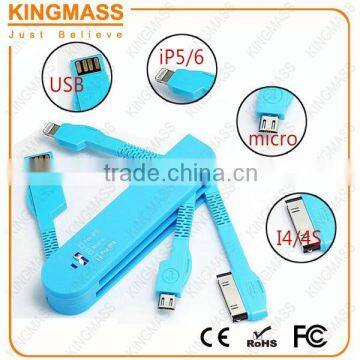 Wholesale Mobile accessory 4 in 1 Swiss Knife USB Charger cable for Iphone6/iphone 4/4S Samsung