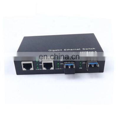 Gigabit 2 Rj45 ethernet 2 SFP Fiber Optic to Copper Media Converter