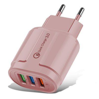 Hot Selling Fast Charging 18W QC 3.0 3 ports Charger plug Charger Wall Adapter EU / US Plug Mobile Phone Charger