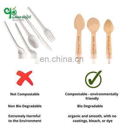 Disposable Eco Friendly Natural Birch Wooden Mini Dessert Small Ice Cream Scoop Spoons With Custom Logo photo-3