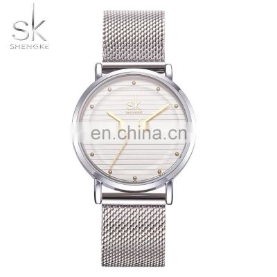 SHENGKE Elegant Lady Watch Stainless Steel Silver Watches  K0049L Alloy Case