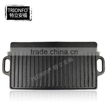 pre-seasoned cast iron double burner BBQ sizzling plate