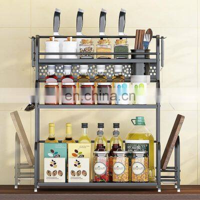 Kitchen Organizer Stainless Steel Spice Organizer Rack Oil Bottle Organizer Condiment Holder kitchen storage holders & racks