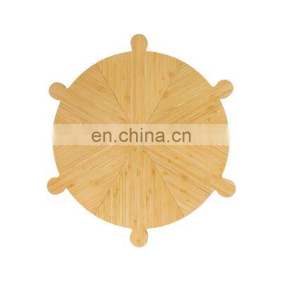 16.5inch Double Side Round Pizza Divisible Tray Bamboo Pizza Board 6pcs/Set Wood Pizza Peel with Handle