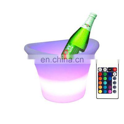 Good Quality Double-Wall Custom Logo LED Light Ice Bucket LED Bar Light Up Club Bar Cooler Ware Ice Bucket