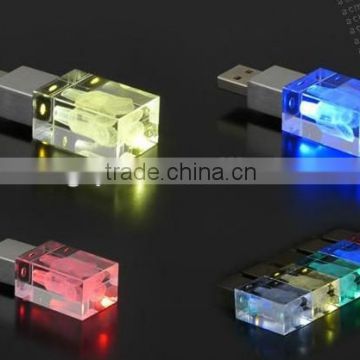 Promotional 3D laser crystal usb flash drive with light