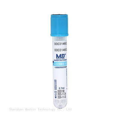 3.2% Sodium Citrate Tube Disposable Vacuum Plasma Blood Collection Tube with Blue Cap