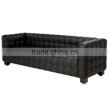 Replica high quality comfortable relaxing european style Italian genuine leather black Josef Hofmann 1/2/3 seater Kubus sofa