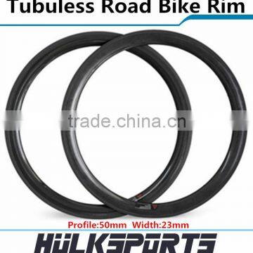 2016 Top sale 23mm width carbon road bicycle rim carbon fiber bike wheels 50mm depth carbon clincher tubuless wheel 700C