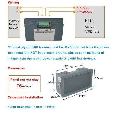 Adjustable Digital 0-20mA 4-20mA Indicator 0-5V 0-10V Process Panel Meter -50mA to 50mA -50V to 50V Display Unit for Valves PLC photo-5
