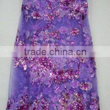 swiss design 8AF59-purple color french net lace with sequin for african