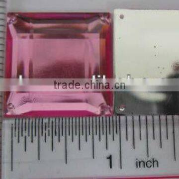 ROSE PINK COLOR Square Shape Acrylic Stone, Sew On Plastic Stone Acrylic Stone Button 25mm