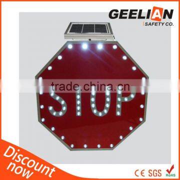 3MM thin LED flashing Solar stop traffic sign