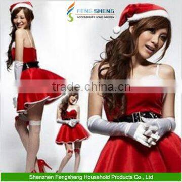 Red Santa Claus Velvet Costume Outfit Sexy Lady Xmas Dress Costume Set