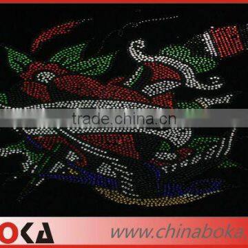 Fashion colorful flower rhinestone transfer motif for blouse