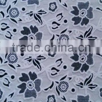 polyester burning flower cotton lace fabric for dress