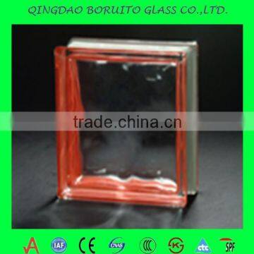 Factory direct sale red side-coloured cloudy bricks glass,glass block