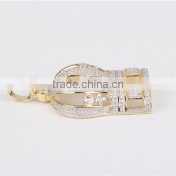 China Jewelry Factory Suply Men's Crown Pendant 925 Sterling Silver White Diamond Pendant