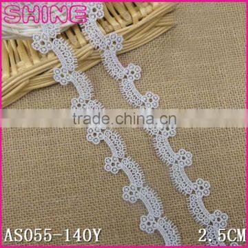 Fashion cheap 2.5cm nylon gray embroudery water soluble curtain lace trim