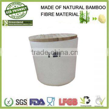 bamboo fiber round canister with wooden cover,bamboo fiber food storage box