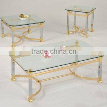 Golden rectangle coffee table set with square end table