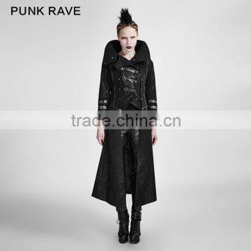 Y-364 wholesale Black Gothic Winter High Collar Women Long Coats