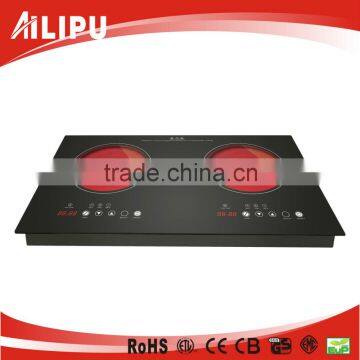 Metal Housing A Grade Black Crystal Plate Double Ceramic Infrared Cooker with Lock Function Made in China Manufacturer