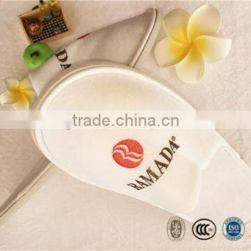 Hotel Customized Logo Printing Cotton Velour Slipper for Star Hotels Bathroom Slippers photo-4