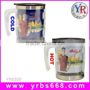 400ml Color Changing Stainless Steel Mug With Handle For Splecial Promotional Design