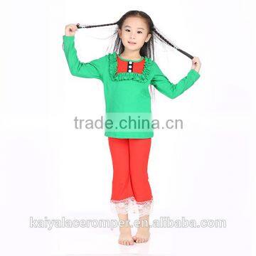 2015 baby girls red green greek bib top and and lace ruffle pants set,christmas outfits for kids