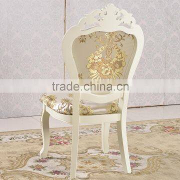 Italian Antique Style Gold Leaf Baroque Dining Chair Luxury White Wedding Chair photo-2